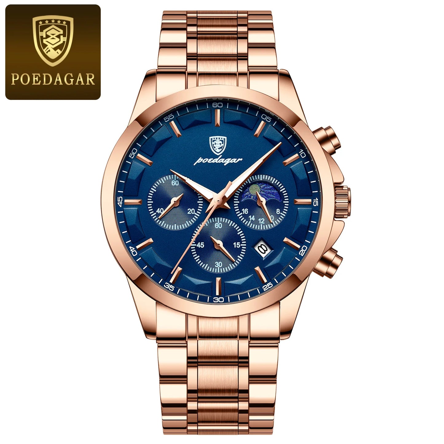 POEDAGAR Luxury  Wristwatch  Waterproof Luminous Chronograph Men Watch