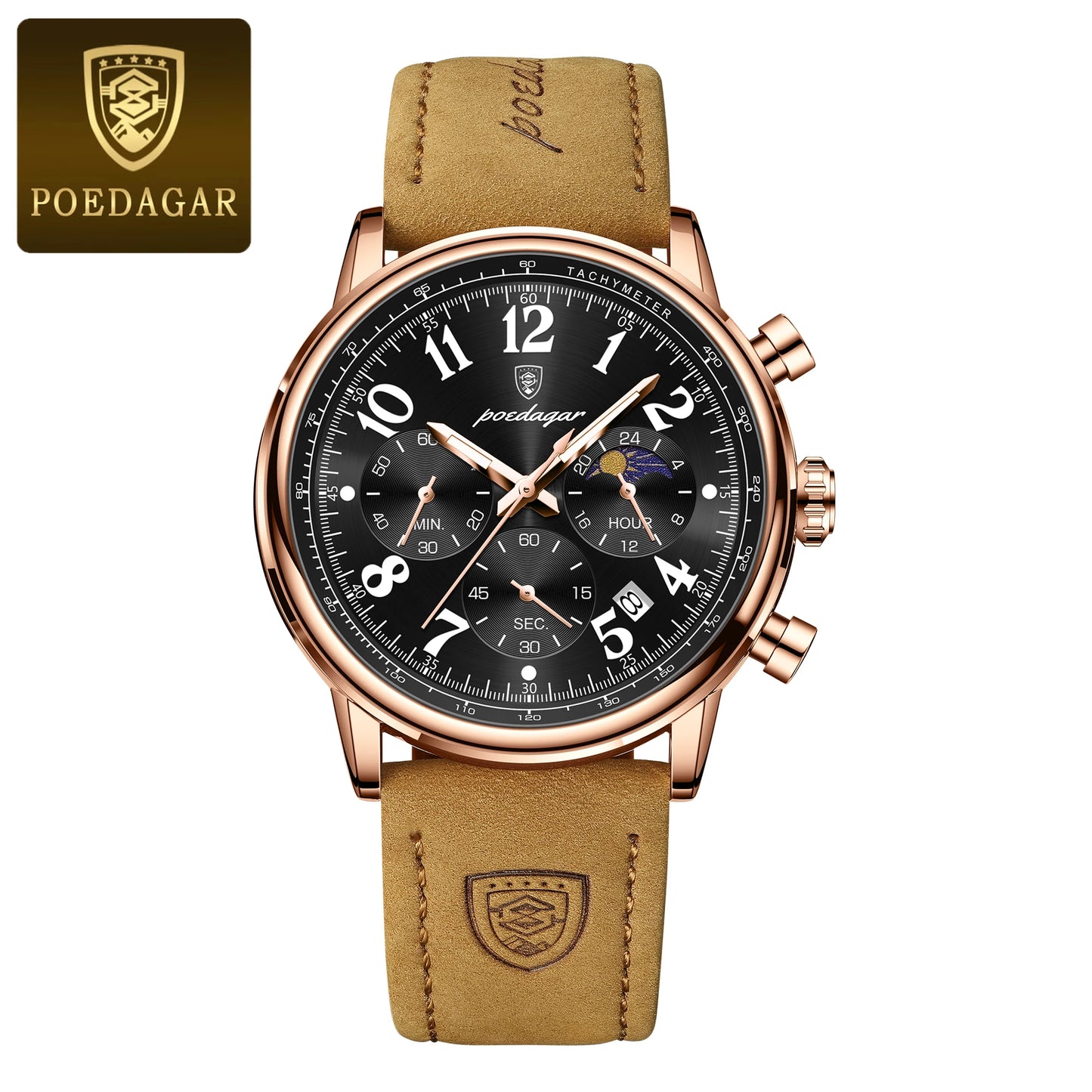 POEDAGAR Luxury  Waterproof Luminous Chronograph Nylon Leather  Wristwatch