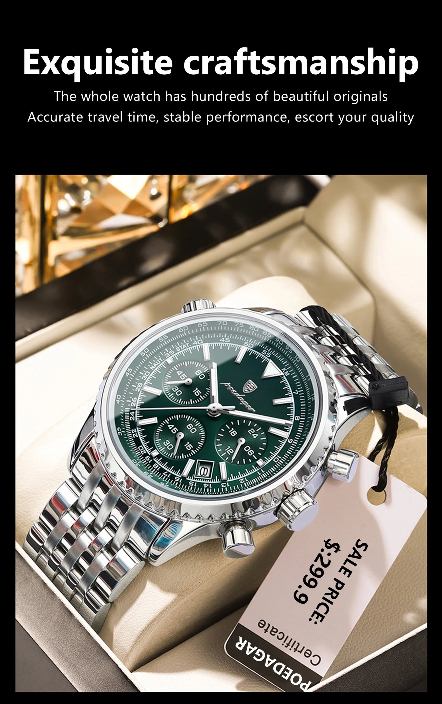 POEDAGAR Luxury  Men Watch Waterproof Luminous Date Chronograph Man Watch