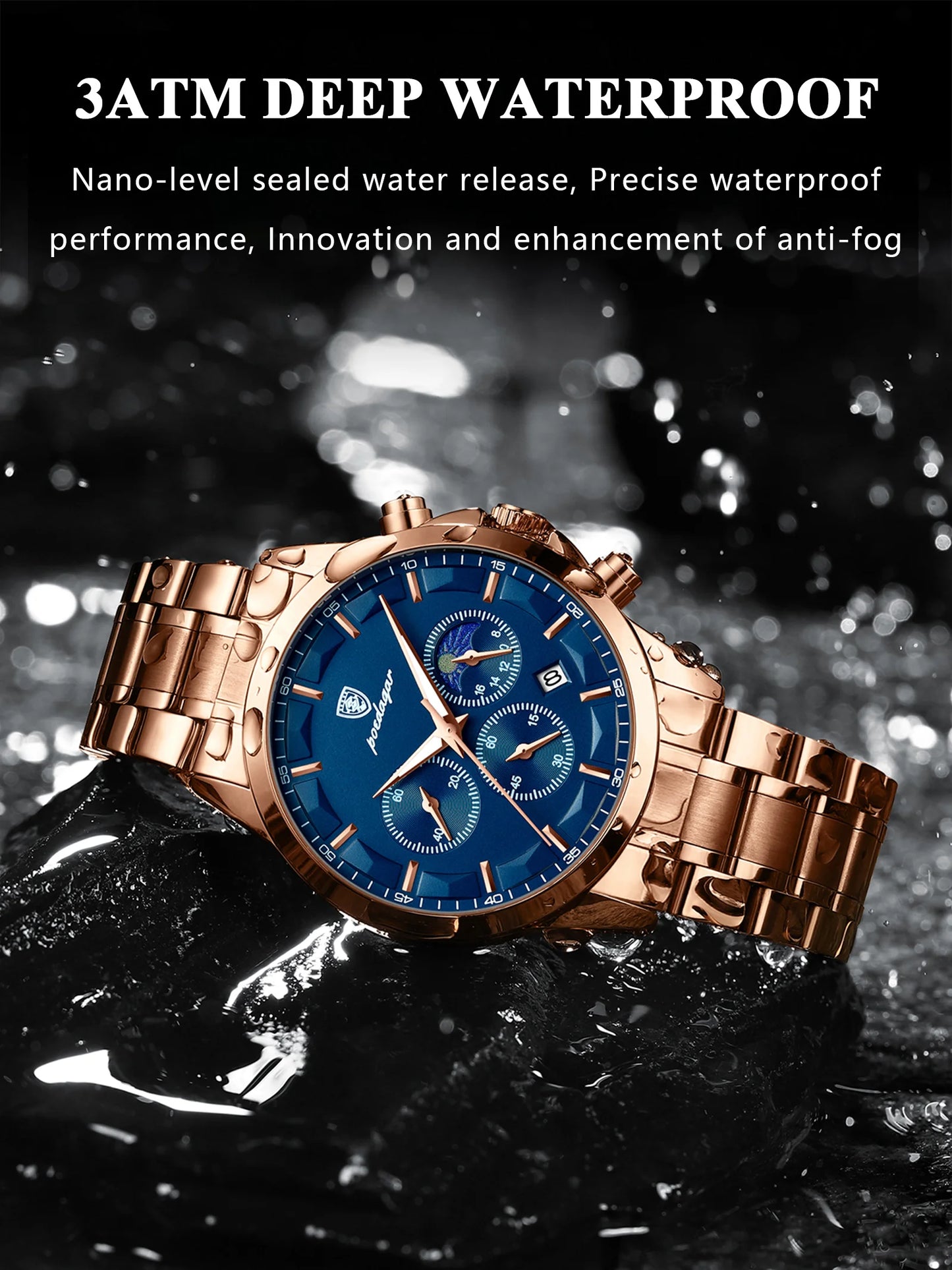 POEDAGAR Luxury  Wristwatch  Waterproof Luminous Chronograph Men Watch