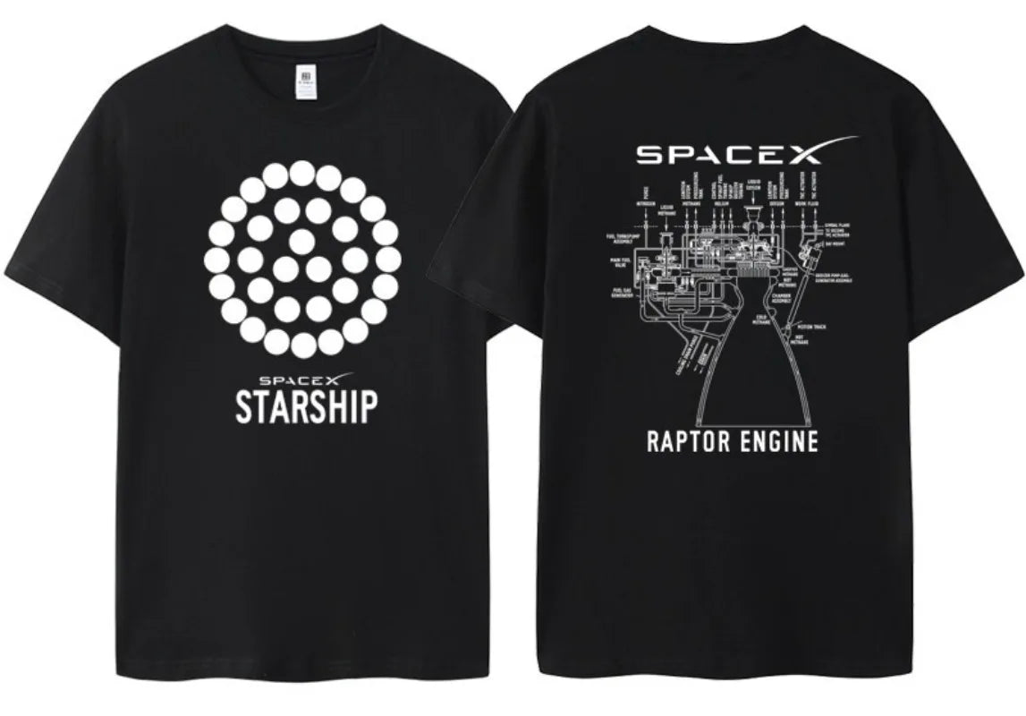 Musk T-shirt - SPACE X Short Sleeve Top Men - Space Exploration - Mars Rocket - Starship - Short Sleeve Launch Powerful Engine