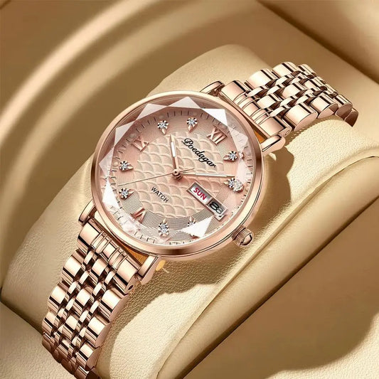 POEDAGAR Original Luxury Women Watch Week Date Waterproof Steel Woman Watch