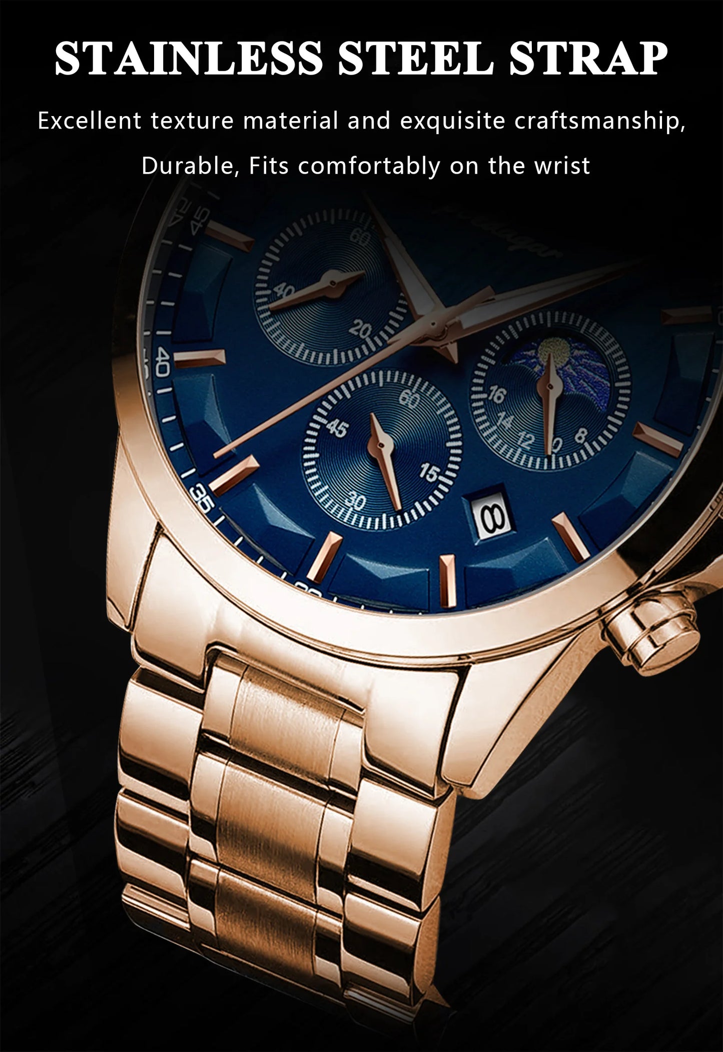 POEDAGAR Luxury  Wristwatch  Waterproof Luminous Chronograph Men Watch