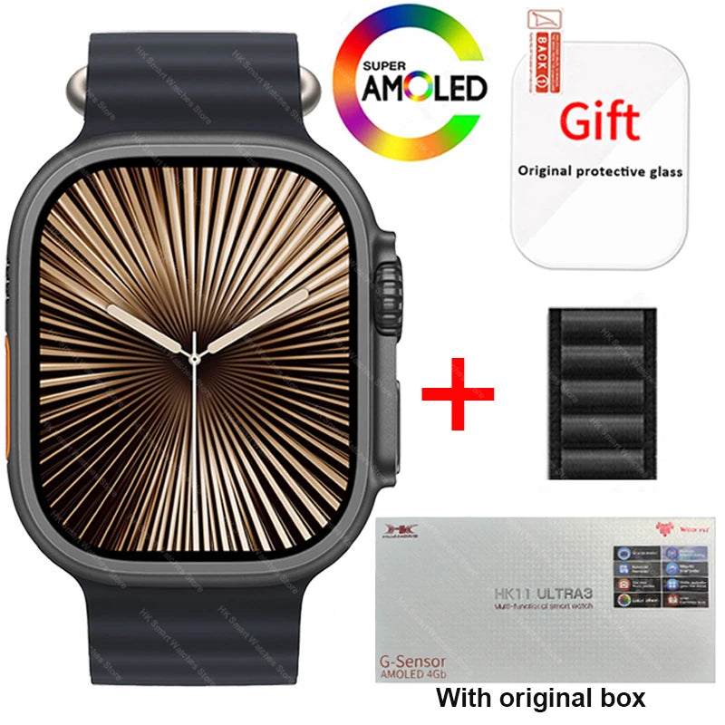 AMOLED  Bluetooth Network Call Clock NFC Compass Smart Watch