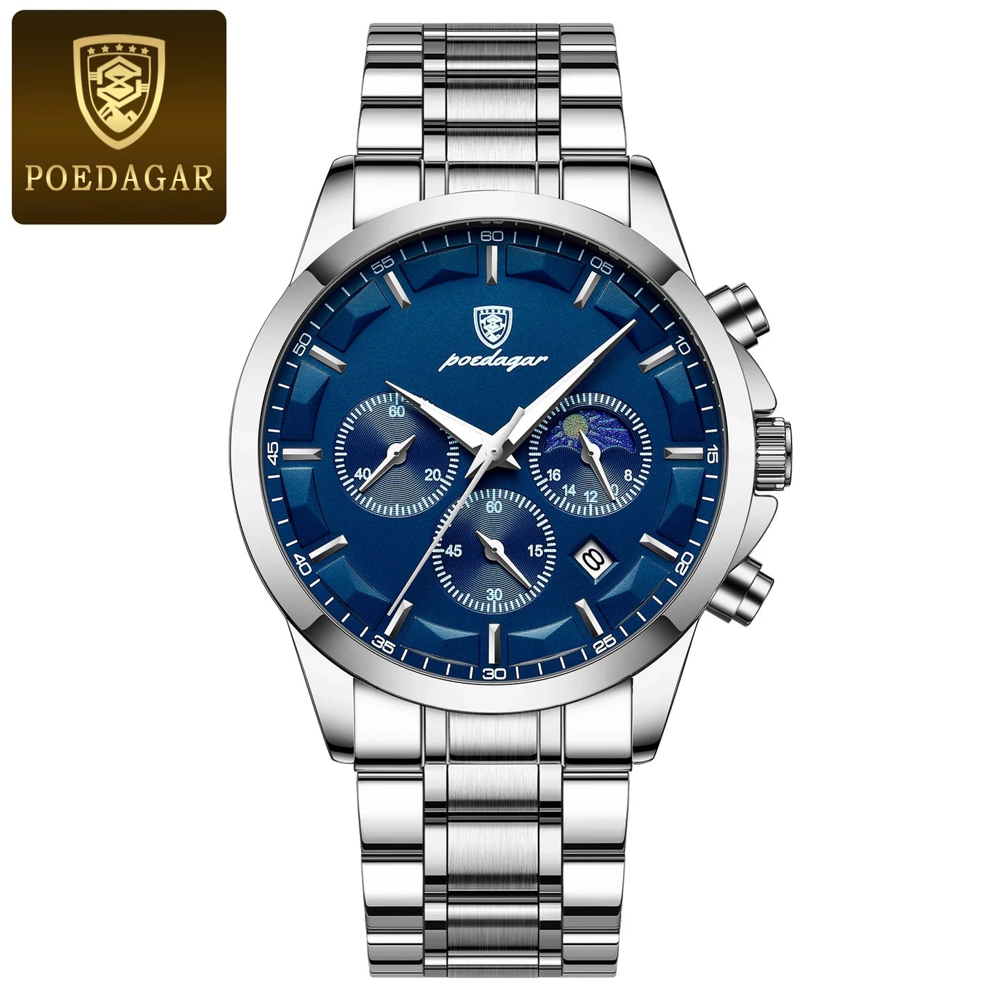 POEDAGAR Luxury  Wristwatch  Waterproof Luminous Chronograph Men Watch