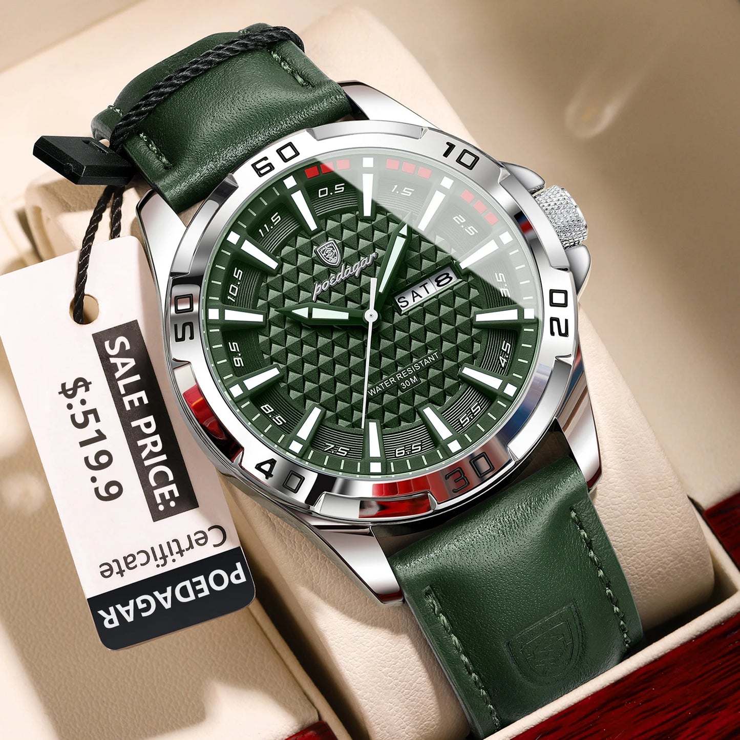 POEDAGAR Original Man Wristwatch Top Luxury Waterproof  Watch For Men