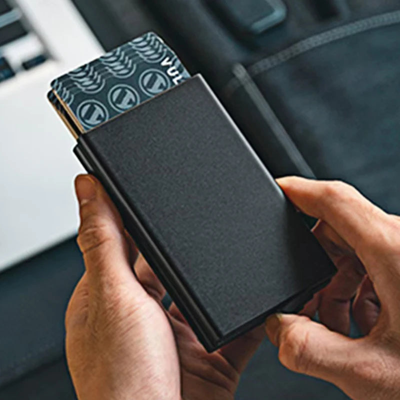 Men's Card Holder Metal Ultra-Thin Pop-Up  Mini Large Capacity Two-Layer wallet