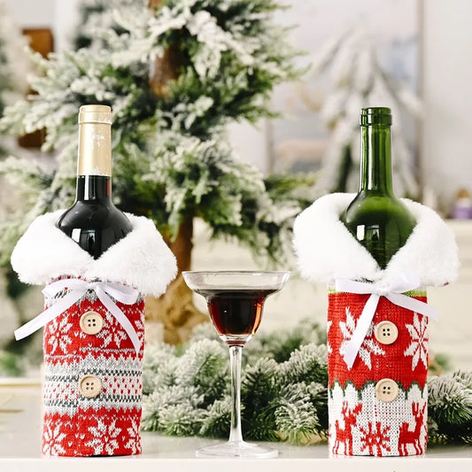 Xmas Navidad Merry Christmas Wine Bottle Cover Wine Bag Natal Decor