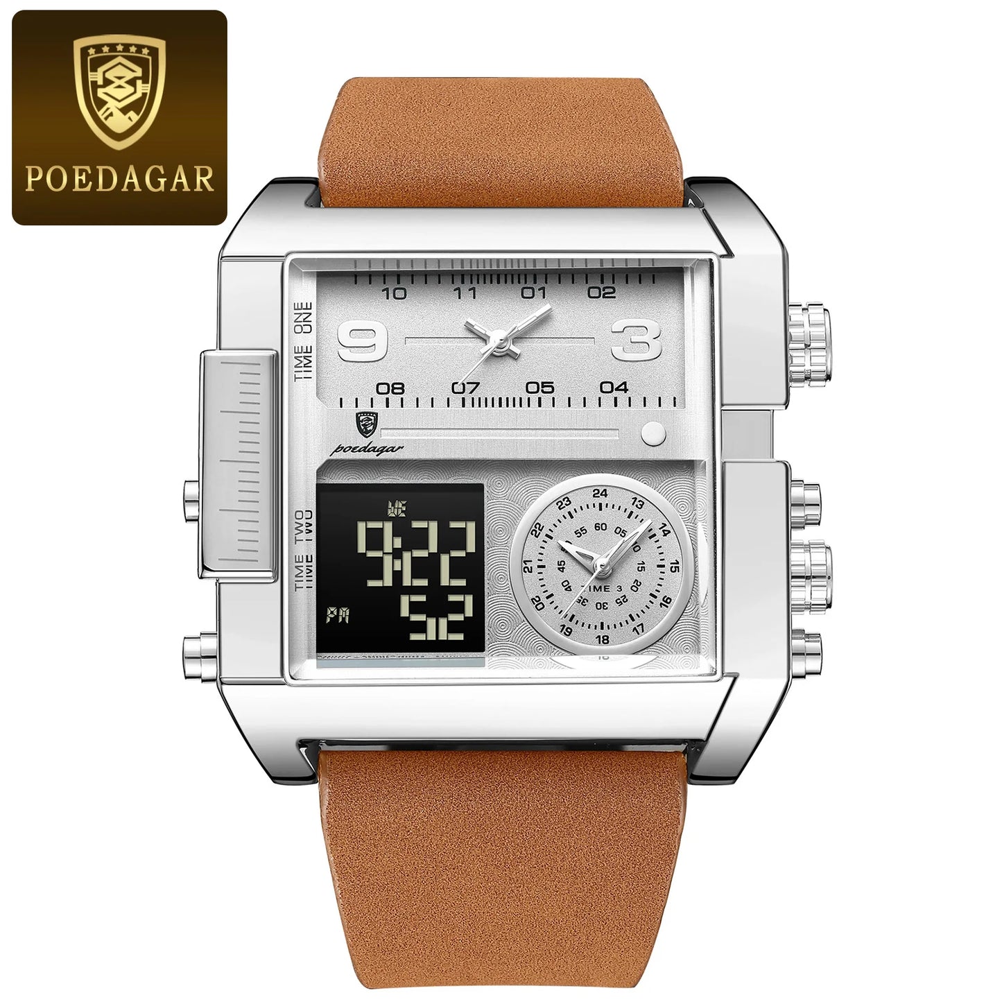 POEDAGAR Luxury Man Wristwatch Rectangle Waterproof Luminous Men Watch