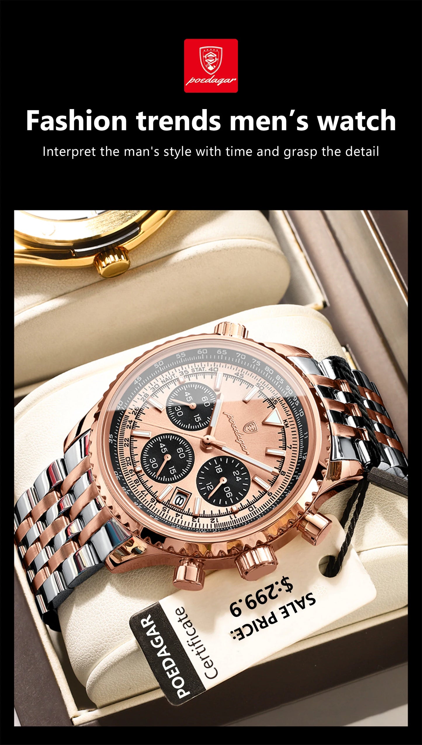 POEDAGAR Luxury  Men Watch Waterproof Luminous Date Chronograph Man Watch