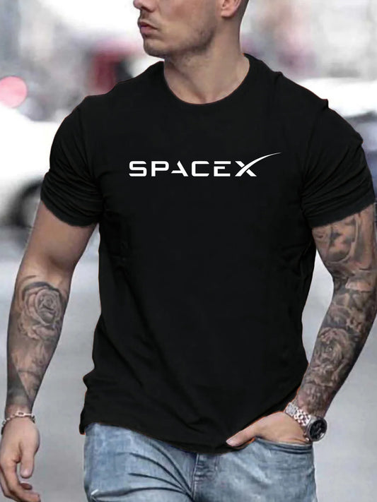 SpaceX Men's 100% Cotton Loose Fit Casual Summer T-Shirt