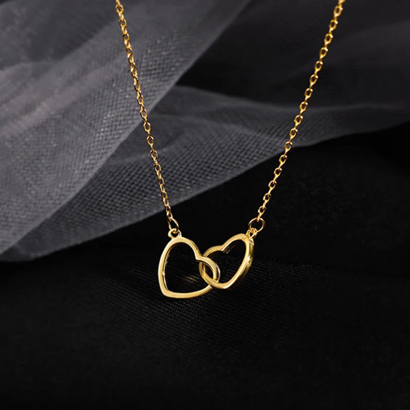 Steel Chain Heart Necklaces for Women Girls Minimalist