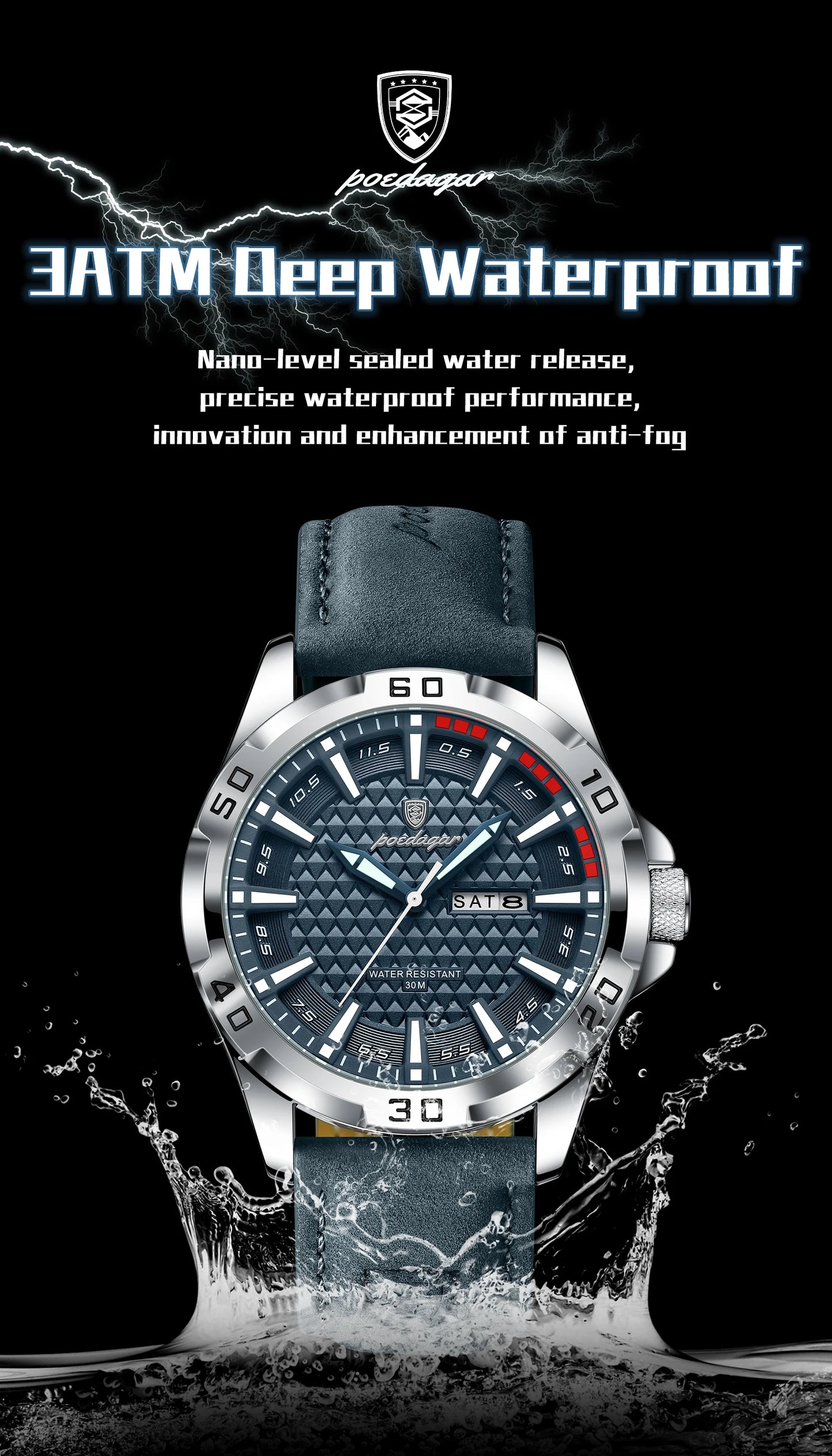 POEDAGAR Original Man Wristwatch Top Luxury Waterproof  Watch For Men