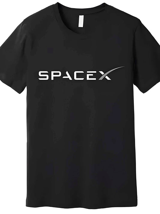 SpaceX Men's Black Short-Sleeve T-Shirt with White Lettering