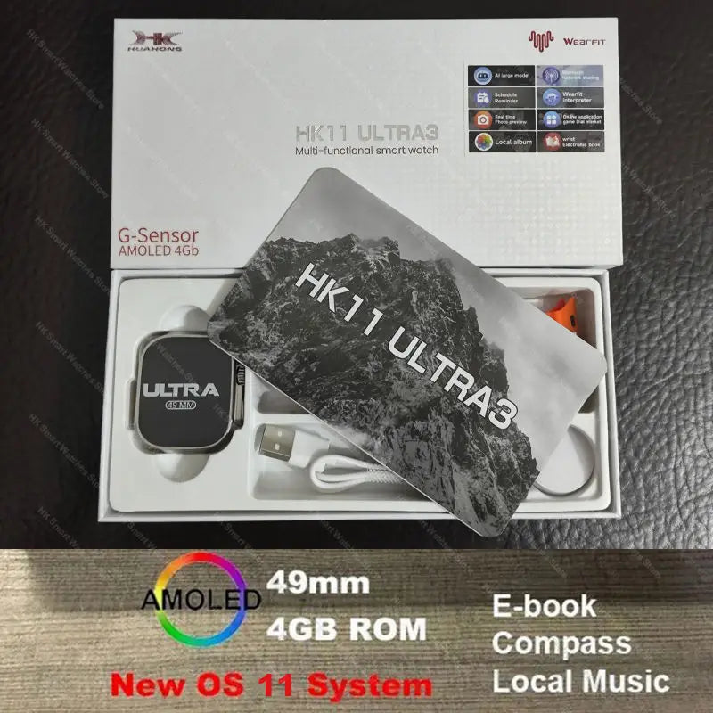 AMOLED  Bluetooth Network Call Clock NFC Compass Smart Watch