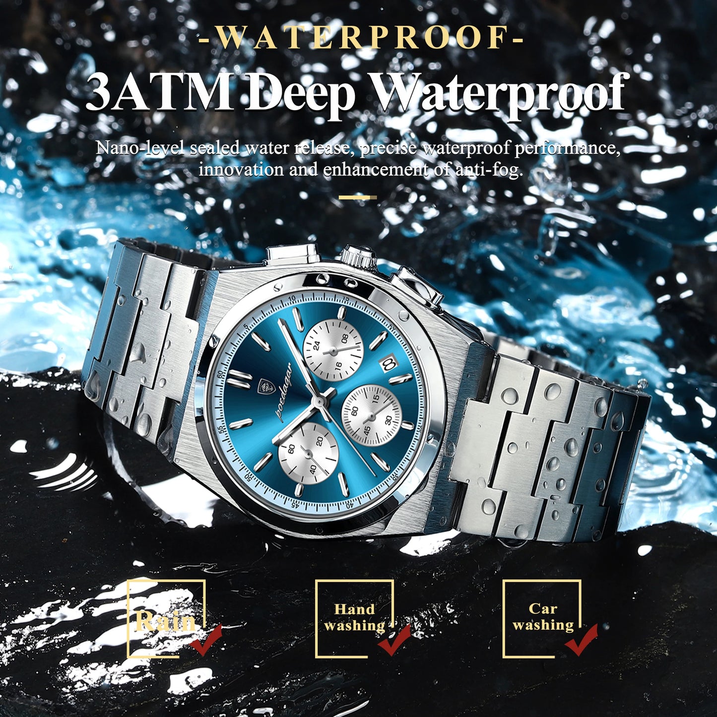 POEDAGAR Luxury Man Quartz Watch Sport MilitaryWaterproof Luminous  Men Watch