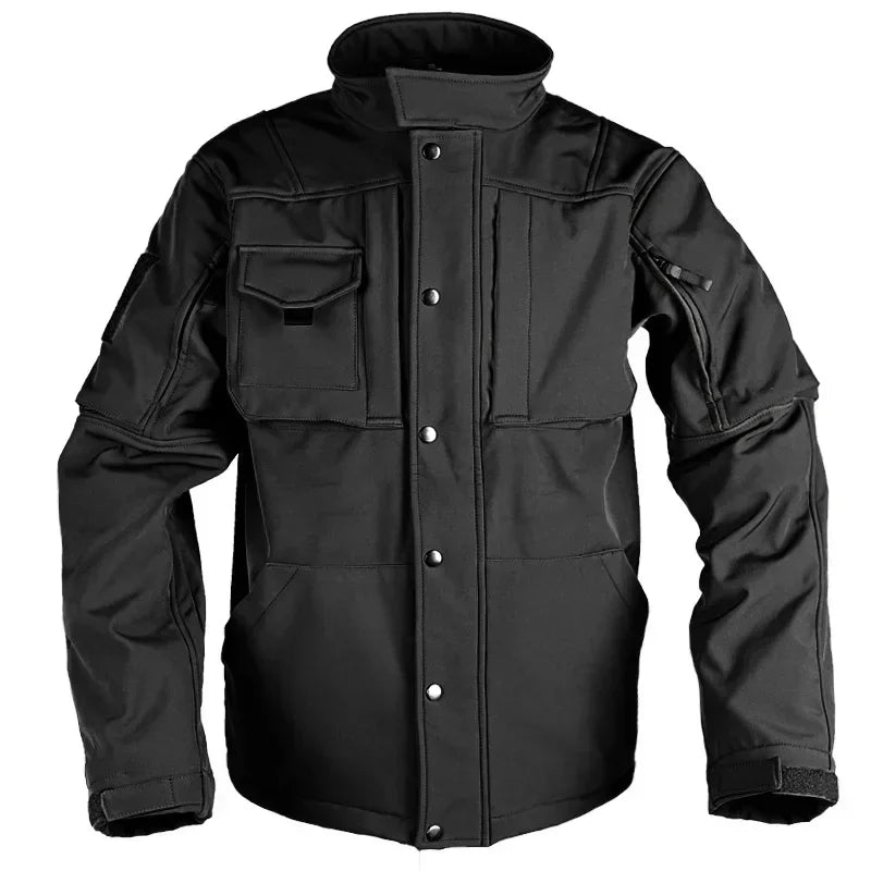 Men's Soft Shell Jacket Fleece Lined Waterproof Warm Outdoor Combat jacket