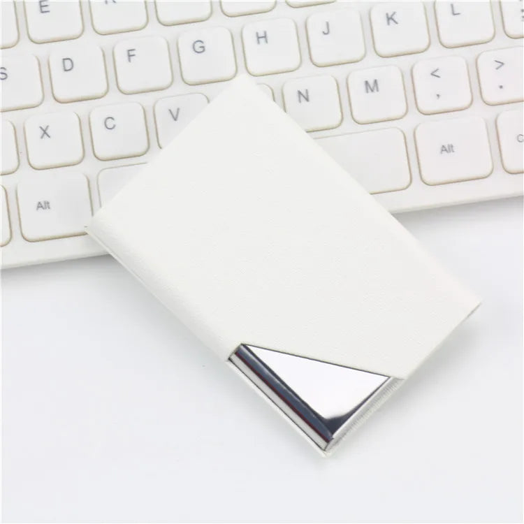 Business Card Holder with Magnetic PU Leather Stainless Steel Business Card Case