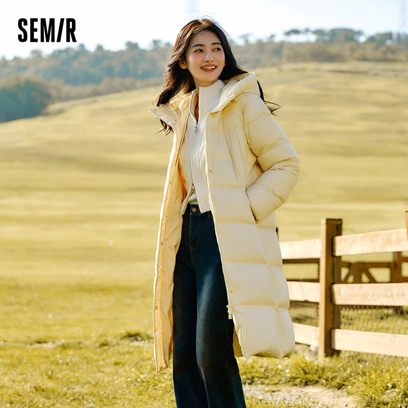 Semir  Women Long Length Waterproof Coat  Fashion Winter  Simple Down Jacket