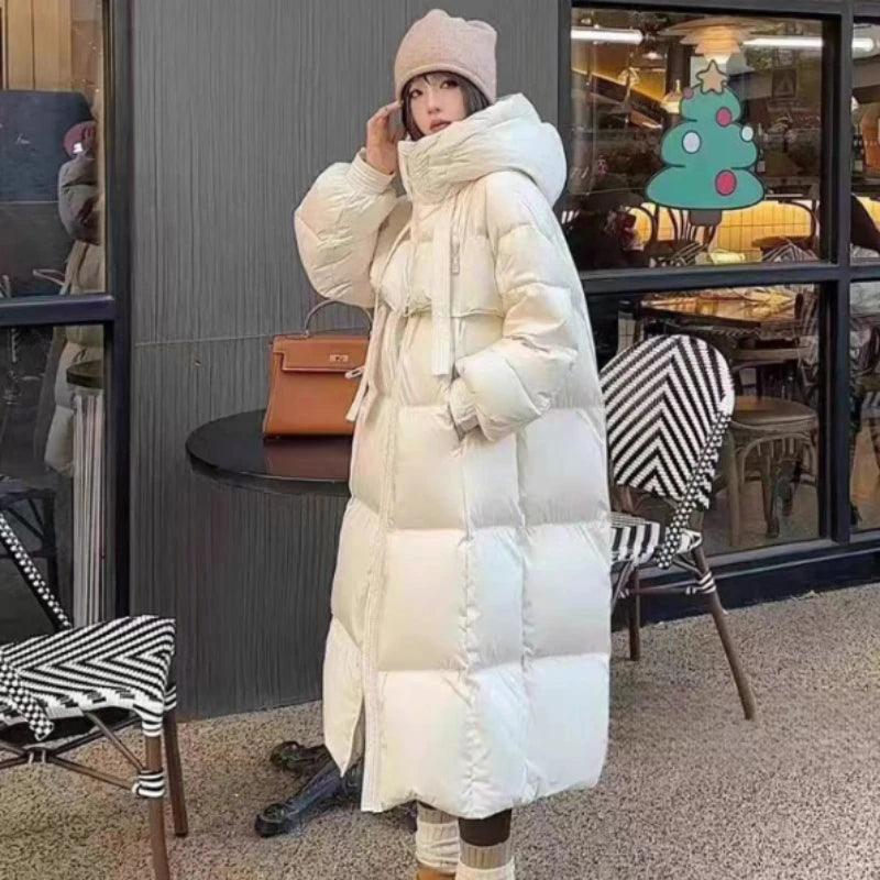 Fashions Long Women's Winter Down Jacket Loose Hooded Coats Thicken Warm