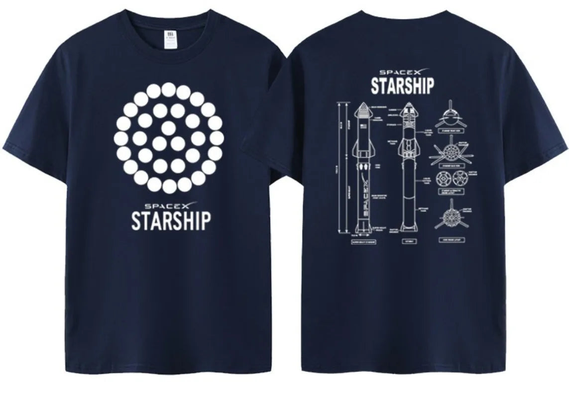 Musk T-shirt - SPACE X Short Sleeve Top Men - Space Exploration - Mars Rocket - Starship - Short Sleeve Launch Powerful Engine