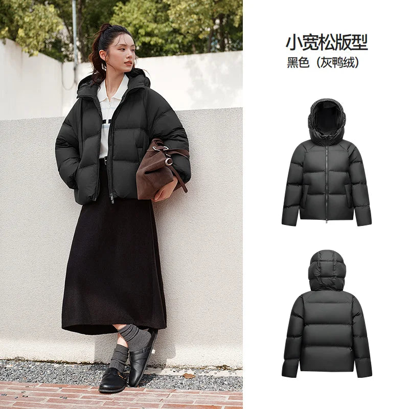 Semir Down Jacket Women Solid Color Loose Winter New Waterproof Down Jacket