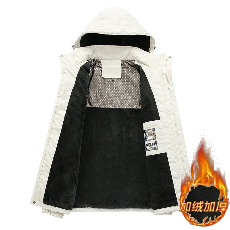 Men Hooded Graphene Windbreaker Waterproof Warm Fleece  Thermal winter jacket