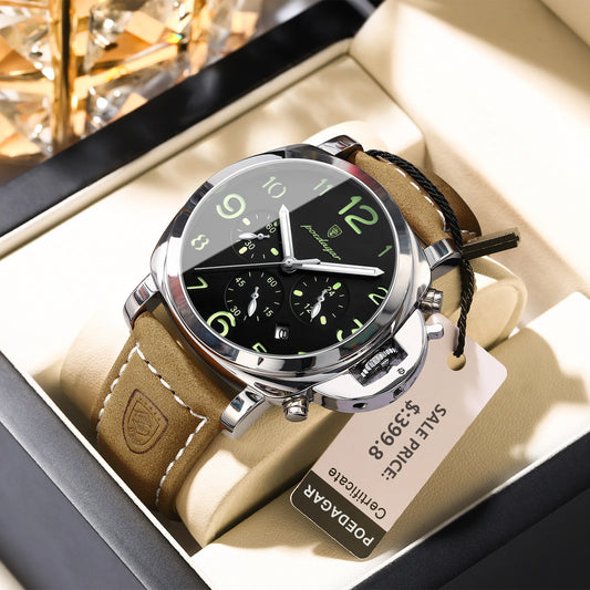 POEDAGAR Luxury Man Watch Chronograph Waterproof Luminous Date Watch for Men