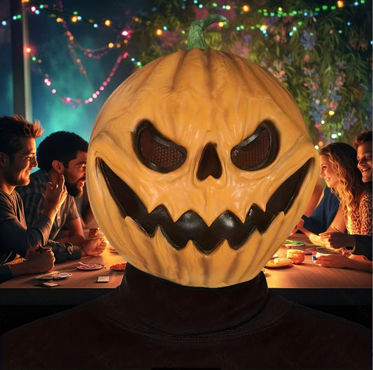 1 horror-style Halloween pumpkin-themed headgear mas latex realistic pumpkin