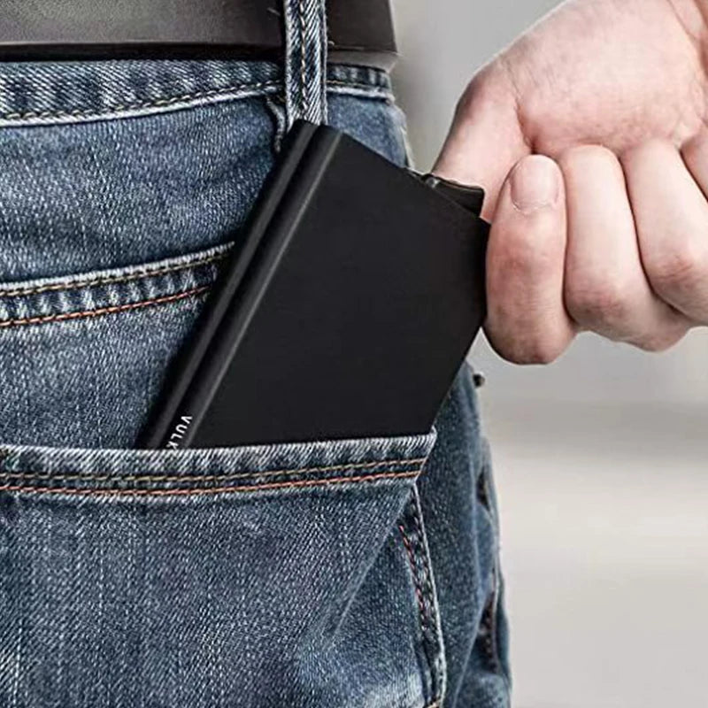 Men's Card Holder Metal Ultra-Thin Pop-Up  Mini Large Capacity Two-Layer wallet
