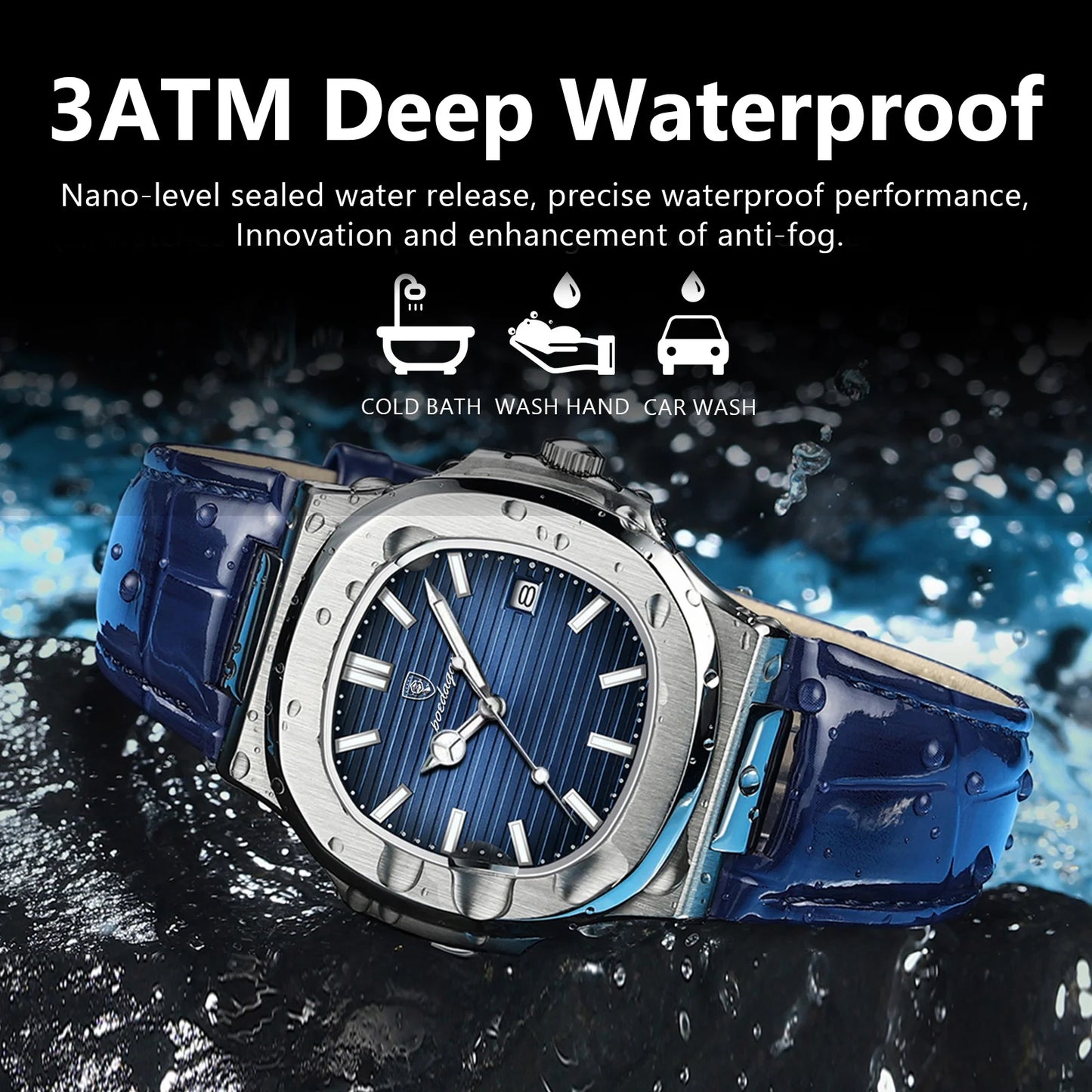 POEDAGAR Top Luxury Man Watch Date Waterproof Luminous Leather Watch