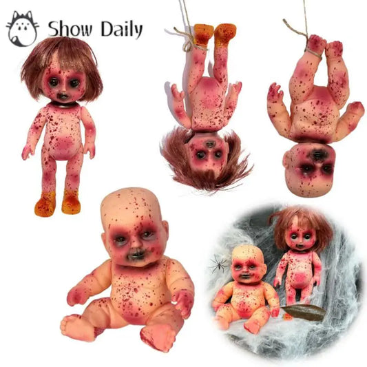Halloween Scary Blood Doll Ghost Day Rebirth Zombie Baby Infant Horror Decor