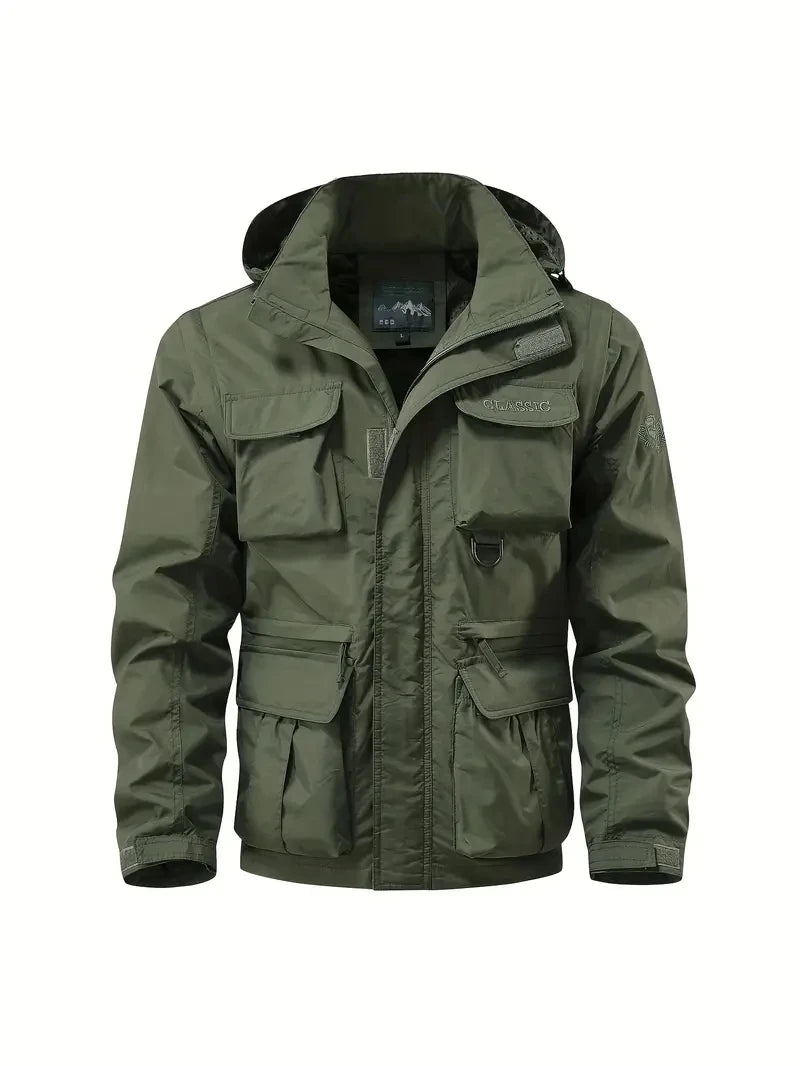 Detachable windproof sleeved hooded jacket suitable for outdoor activities