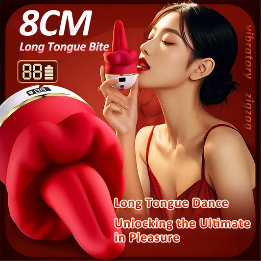4 in 1  Tongue Licking Anal Clit Nipple Gspot Dildo Vibrators Big Mouth Sucking Vibrator