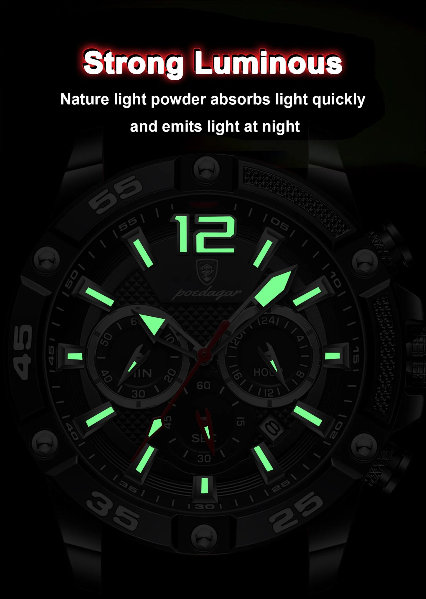 POEDAGAR Luxury Casual Men Watch Waterproof Luminous  Man Wristwatch