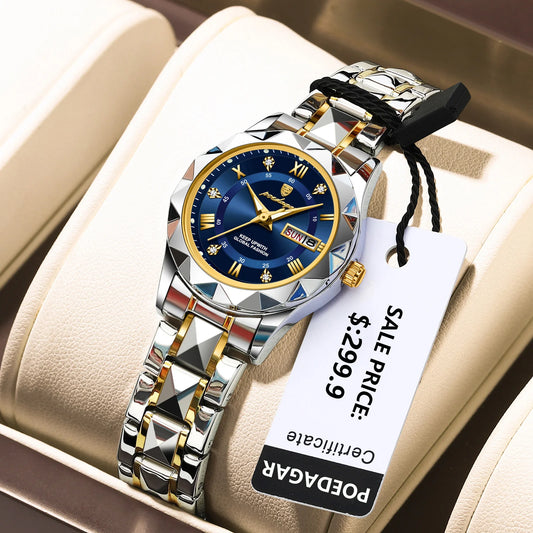 POEDAGAR Luxury Ladies Watch Luminous Waterproof Woman Wristwatch