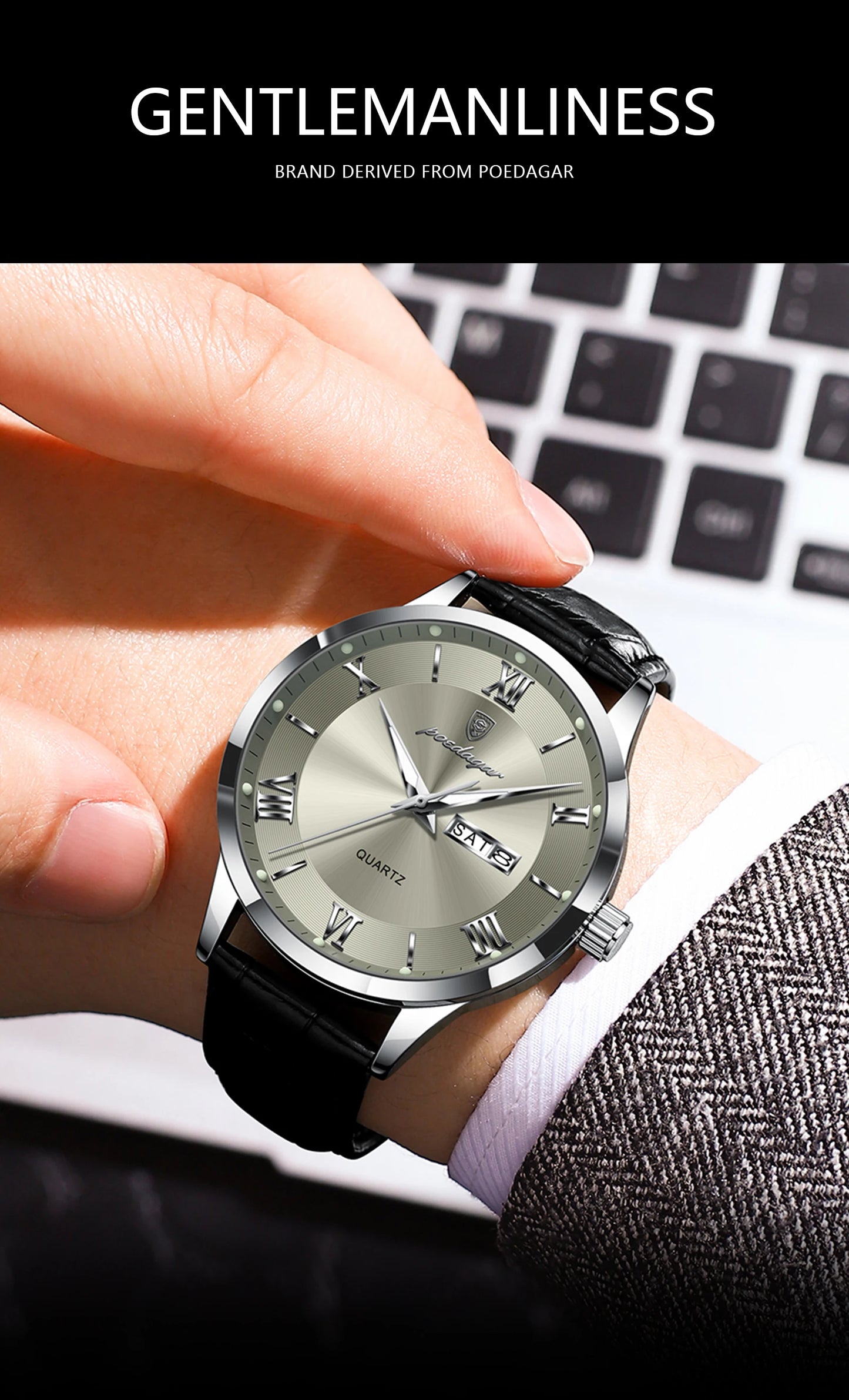 POEDAGAR Top Luxury  Men Military Waterproof Luminous Date Week Man Wristwatch