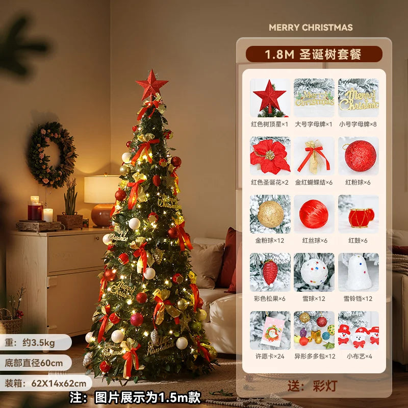 Glowing Christmas Tree Foldable Artificial Xmas Tree Decor Flocked Holiday Ornament