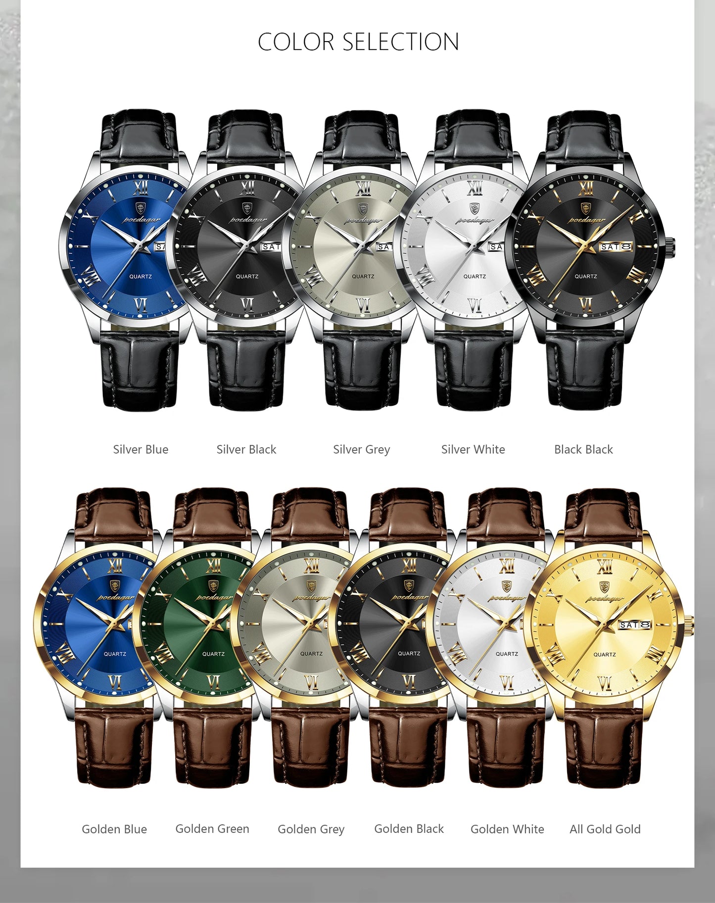 POEDAGAR Top Luxury  Men Military Waterproof Luminous Date Week Man Wristwatch