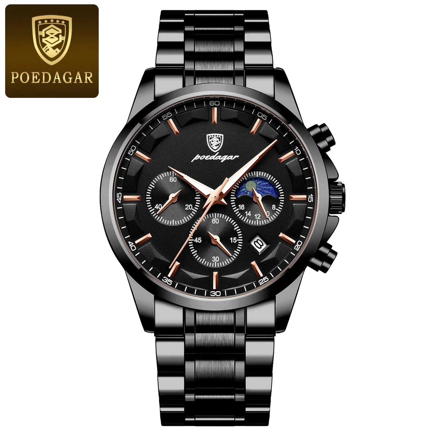 POEDAGAR Luxury  Wristwatch  Waterproof Luminous Chronograph Men Watch