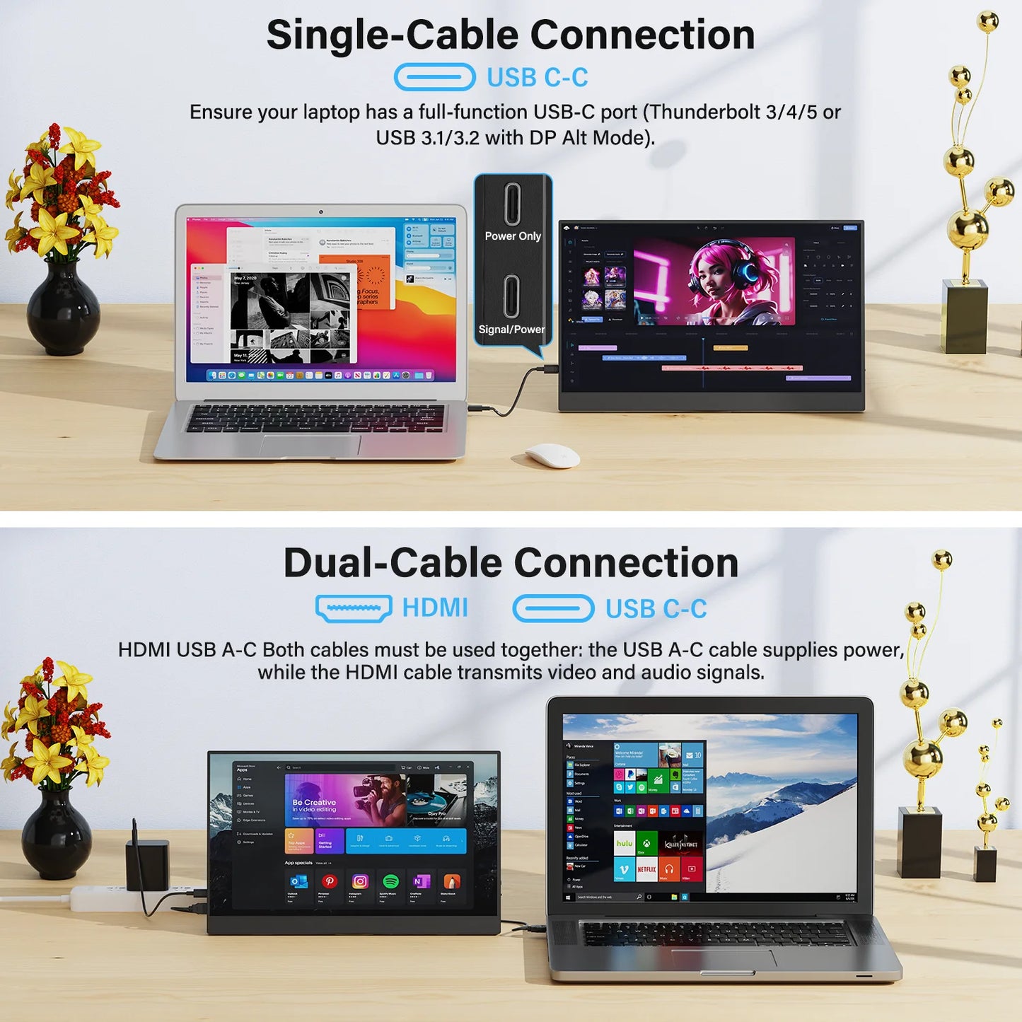 Amoudo 15.6” 1080P FHD Portable IPS LCD Monitor