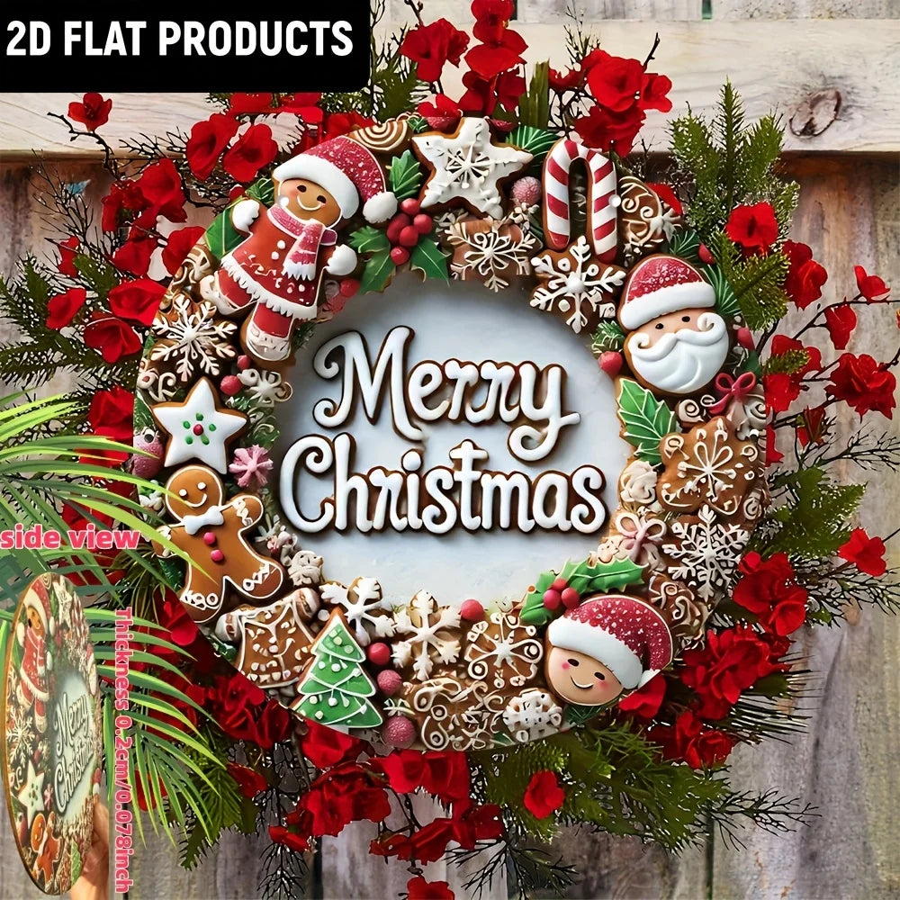 Wooden Sign with Sugar House and Gingerbread Patterns Winter Christmas Home Decorat