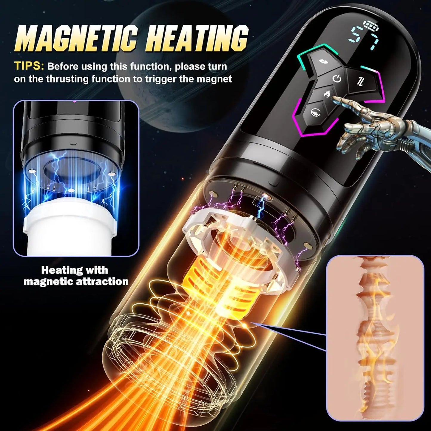 4 IN 1 Automatic Telescopic Male Masturbator Heated Sucking Vibrating Masturbation Cup