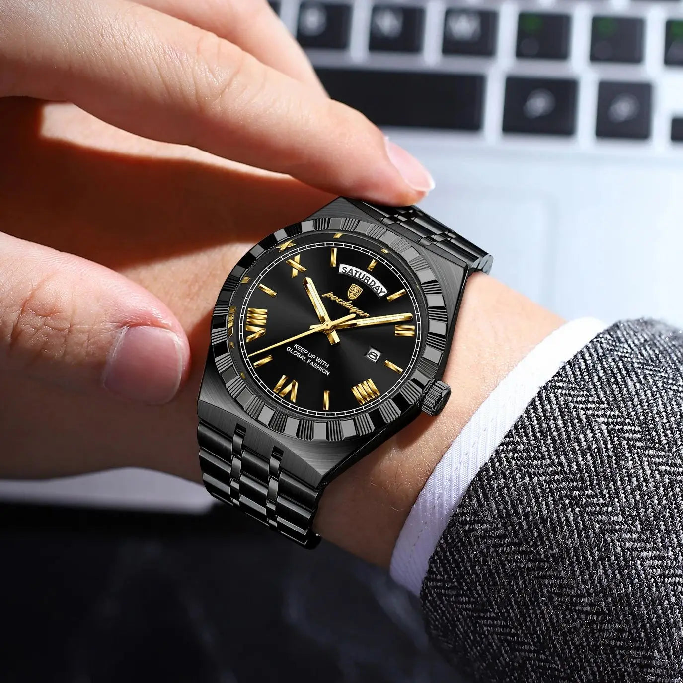 Luxury Fashion Men's Wristwatch Week Date Waterproof Luminous Man Watch