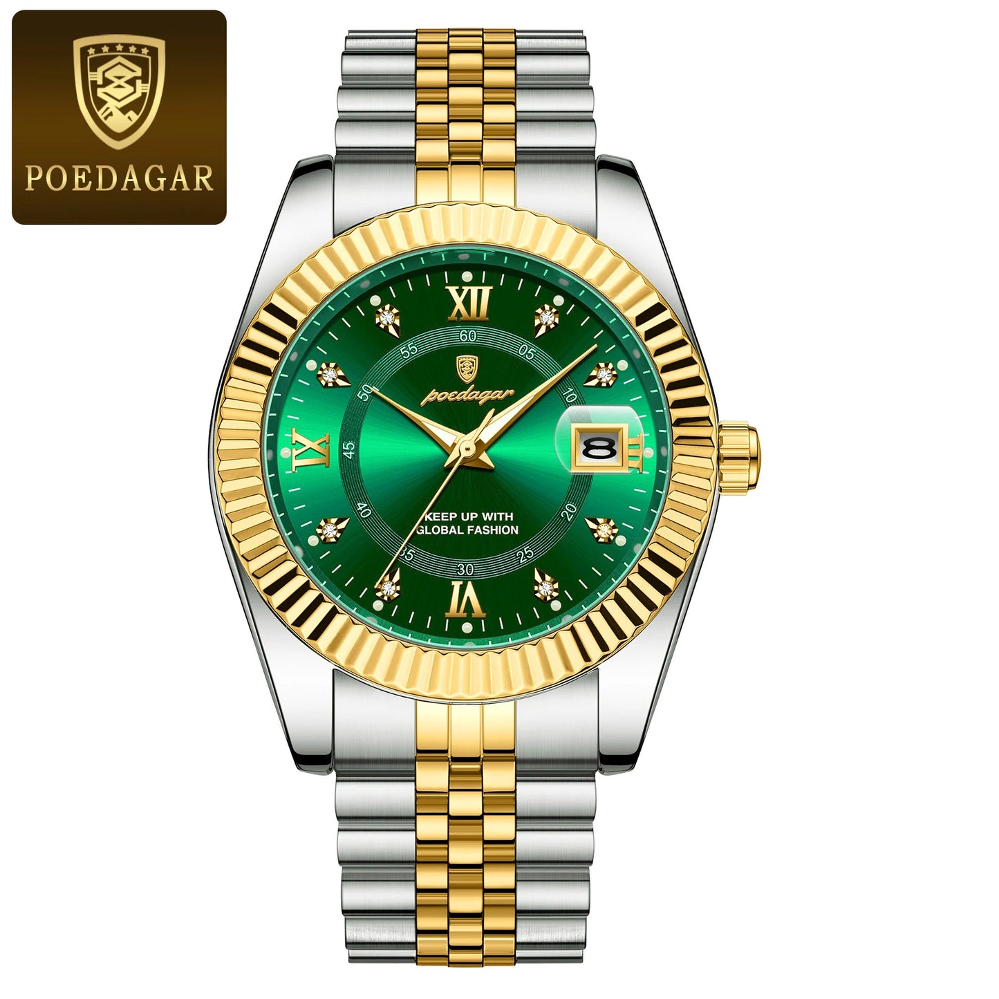 POEDAGAR Luxury  Waterproof Luminous Date Stainless Steel Men's Watch