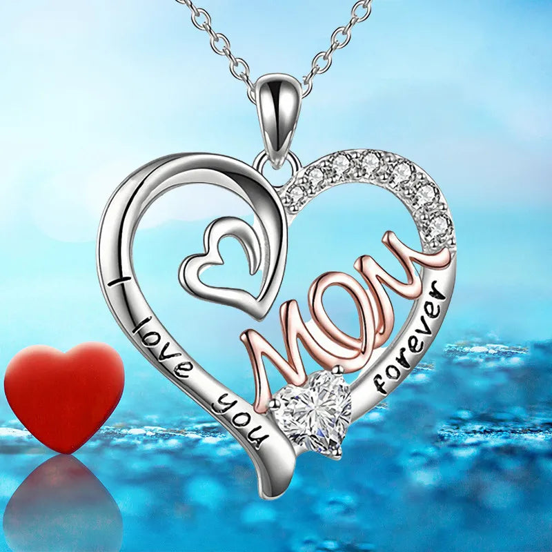 Luxury Designer Jewelry Heart Mom Double Love Mother Necklace