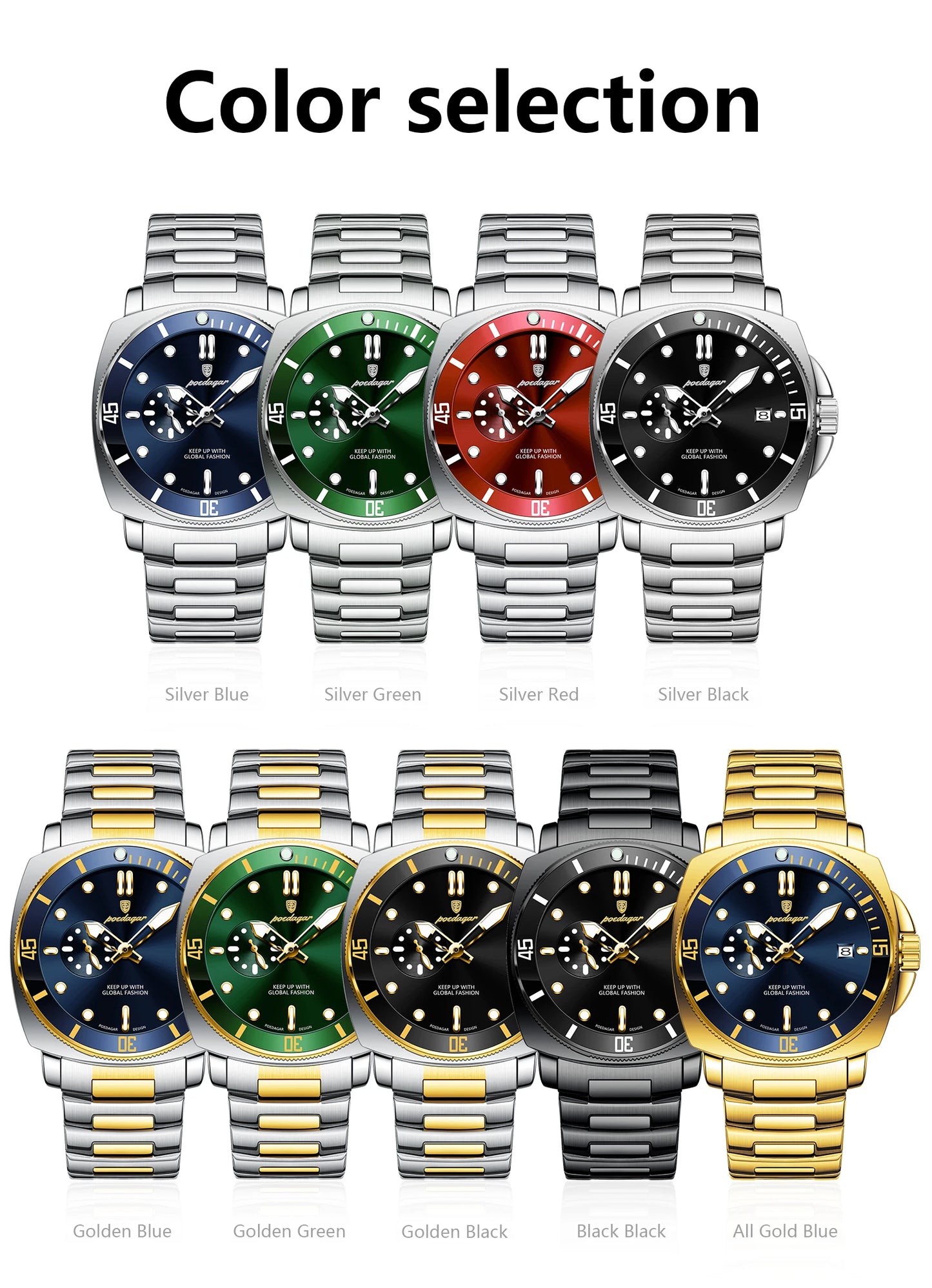 POEDAGAR Luxury Sports  Wristwatch Luminous Waterproof  Men Business watch