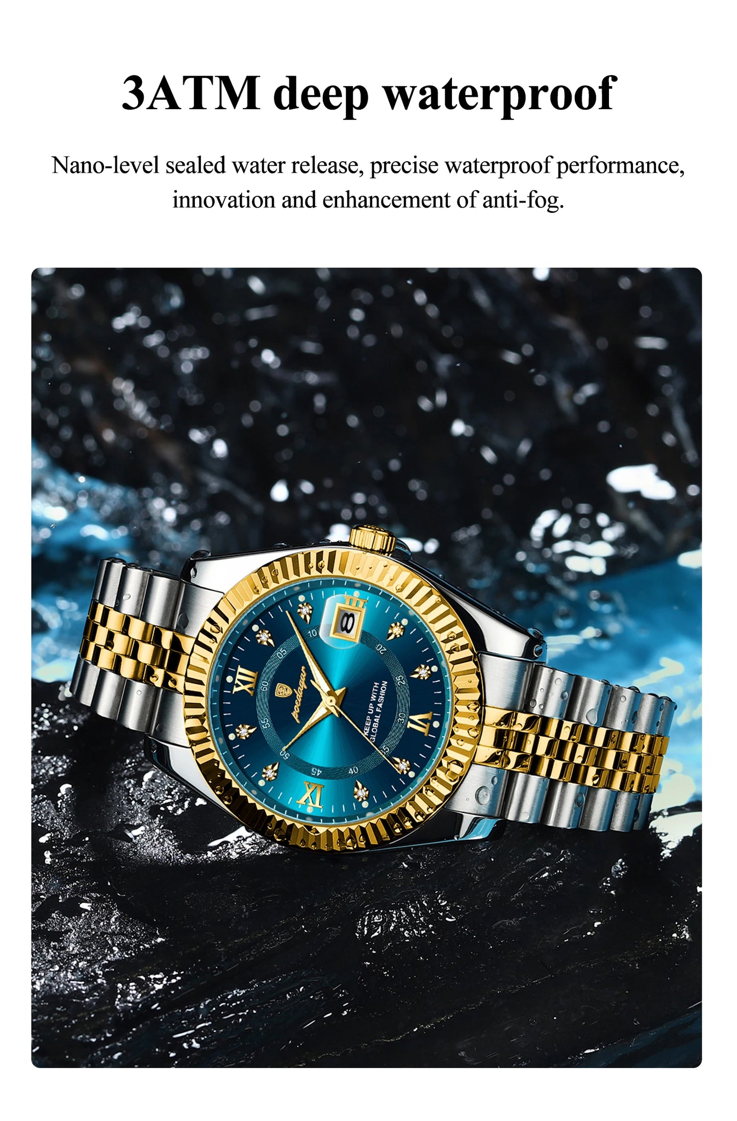 POEDAGAR Luxury  Waterproof Luminous Date Stainless Steel Men's Watch