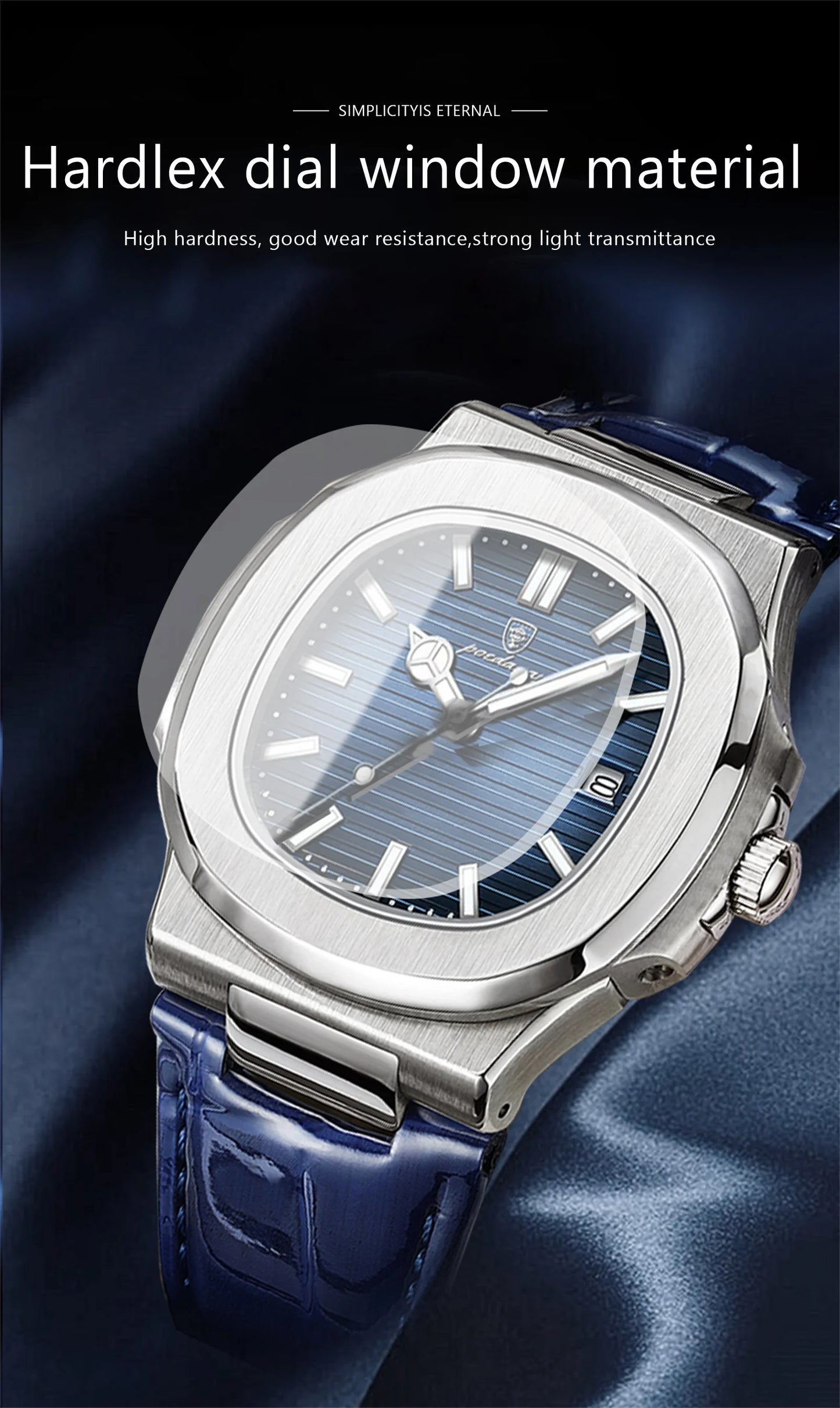 POEDAGAR Top Luxury Man Watch Date Waterproof Luminous Leather Watch