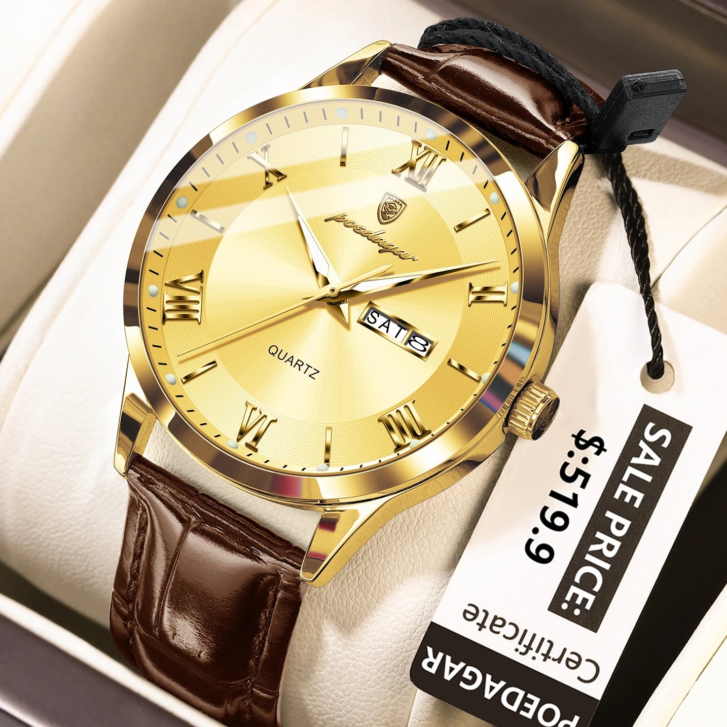 POEDAGAR Top Luxury  Men Military Waterproof Luminous Date Week Man Wristwatch